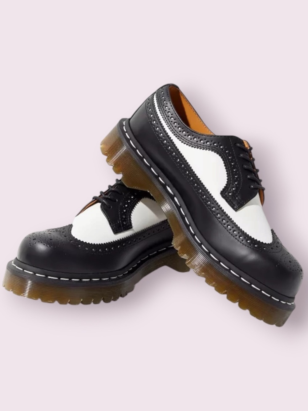 Dr. Martens 3989 Bex Smooth Leather Brogue Oxfords Black & White Size 7